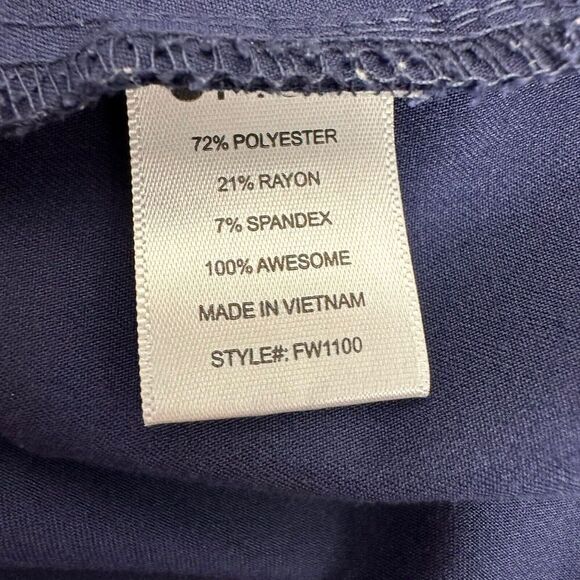 Figs Casma‎ Scrub Top Women L Navy Blue Three Pocket Short Sleeve Nurse Medical - Picture 9 of 14